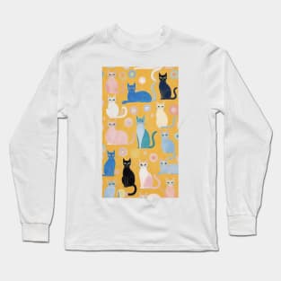 Hilma af Klint's Feline Kaleidoscope: Abstract Cat Symphony Long Sleeve T-Shirt